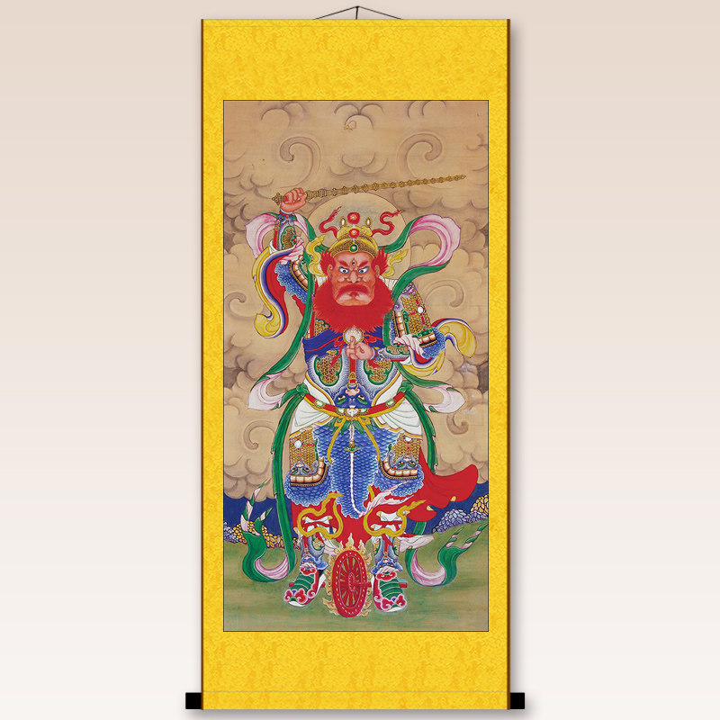 王灵官画像中式护法尊神像挂画玄关客厅装饰画国画丝绸卷轴画包邮