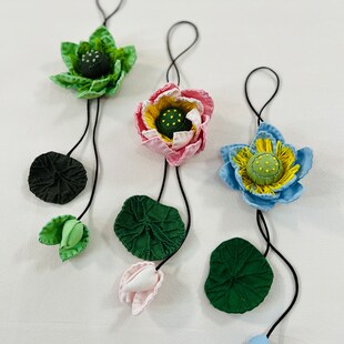精选指间鲁绣荷花绣品手工绣diy国风绣花挂件刺绣材料包立体绣花