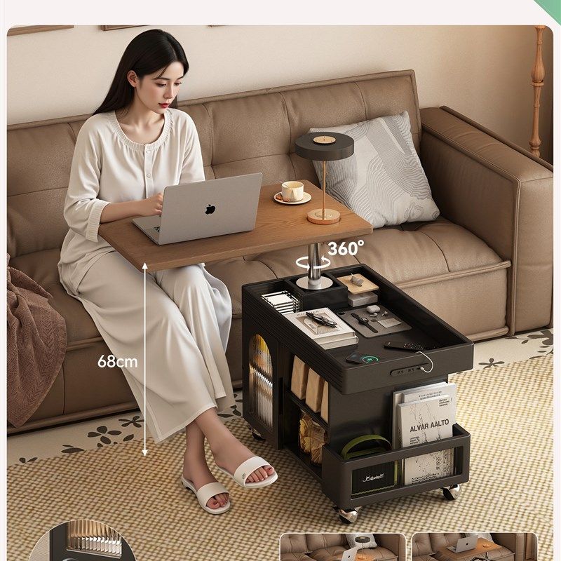 精选黑色实木电梯边桌沙发边柜家小公寓客厅仿古风格移动轮式手推,住宅家具,移动边几/推车,淘宝优惠券,粉丝福利购,淘宝优惠卷