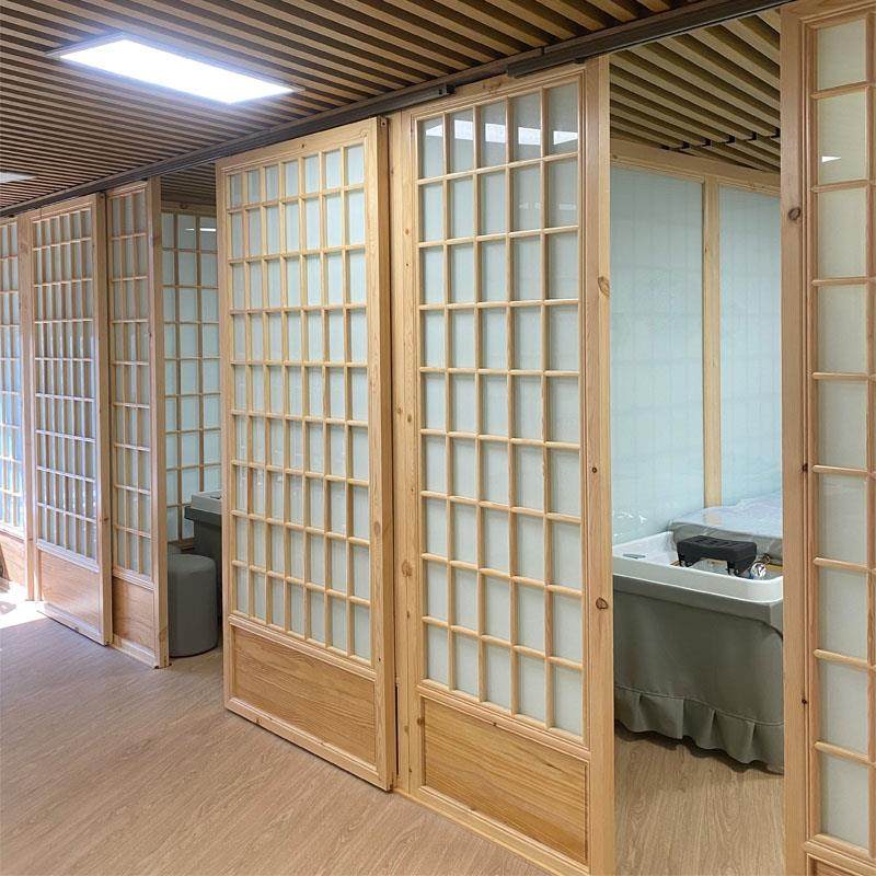 定制格栅推拉门新中式实木屏风隔断简约客厅日式店铺分区包间移门