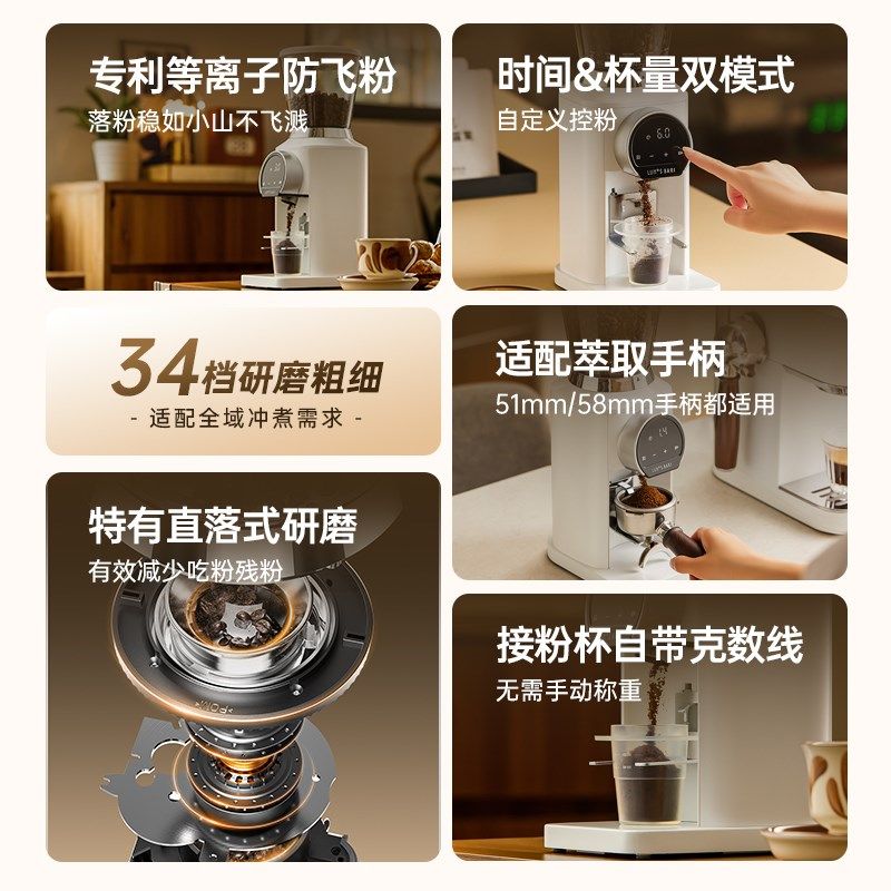 露茉白旋风咖啡机电动磨豆机家用小型迷你烹饪机意式咖啡豆研磨机