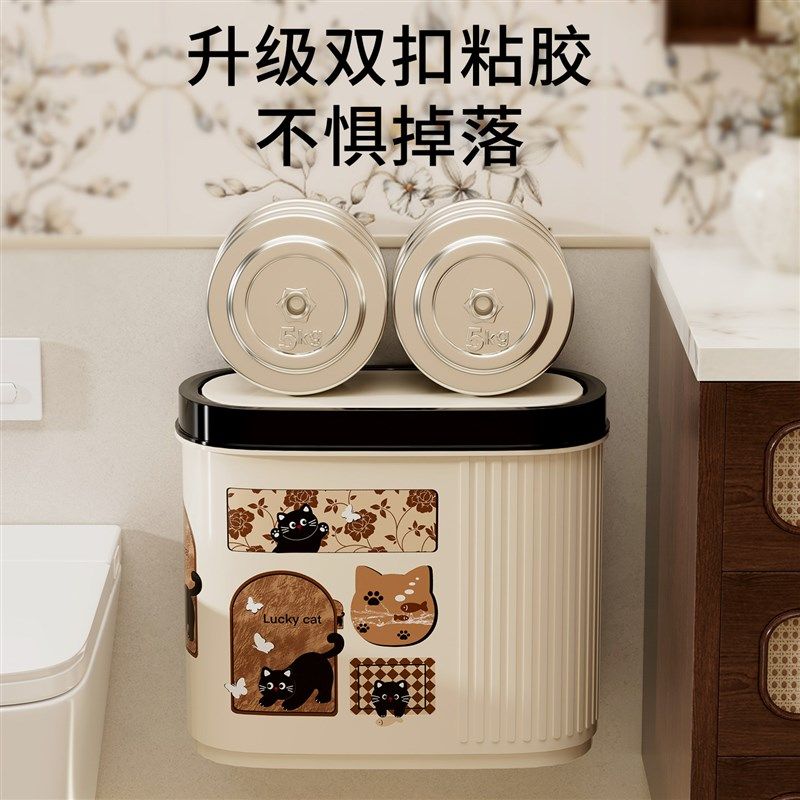 精选卫生间壁挂垃圾桶家用厕所大号容量窄缝夹中古风带盖式专卧室