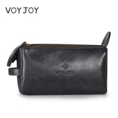 精选VOYJOY品质洗漱包男士 双拉链皮革便携手拎收纳包出差旅行用品
