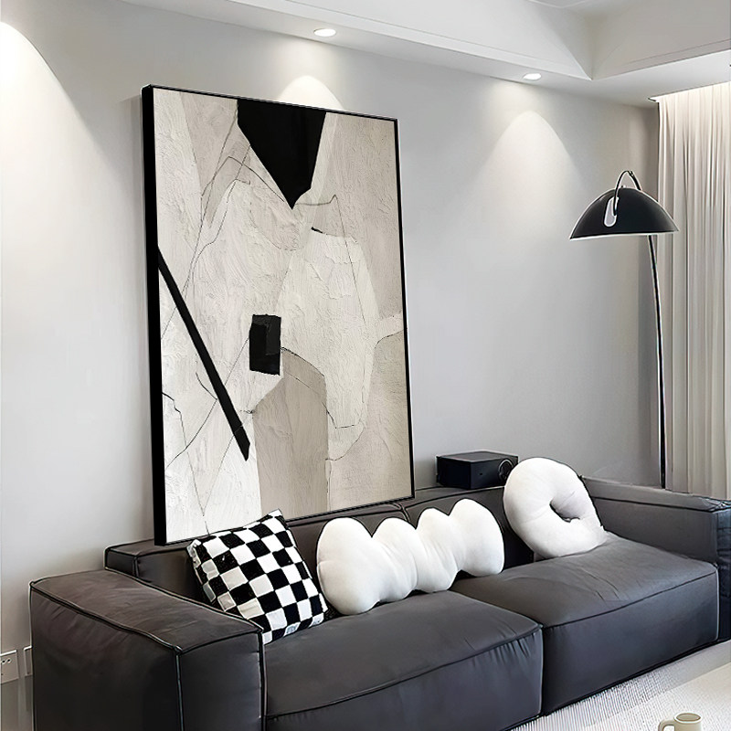 精选黑白灰抽象客厅装饰画侘寂风挂画玄关沙发背景墙落地画走廊壁,家居饰品,现代装饰画,淘宝优惠券,粉丝福利购,淘宝优惠卷