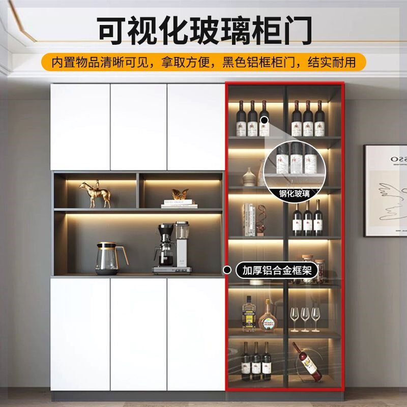 实木餐边柜高柜一体靠墙家用餐厅客厅茶水柜酒柜轻奢简约现代收纳