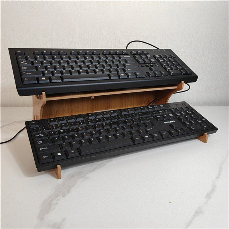 双层键盘收纳架桌面整理加高倾斜键盘放置托架节省空间工位改造