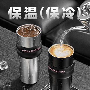 大容量保温杯男生316不锈钢随行咖啡杯子女2024新款车载吸管水杯