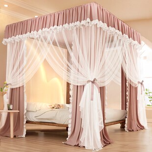 精选遮光宫廷床帘蚊帐一体式2025新款家用卧室高级落地床幔双人床