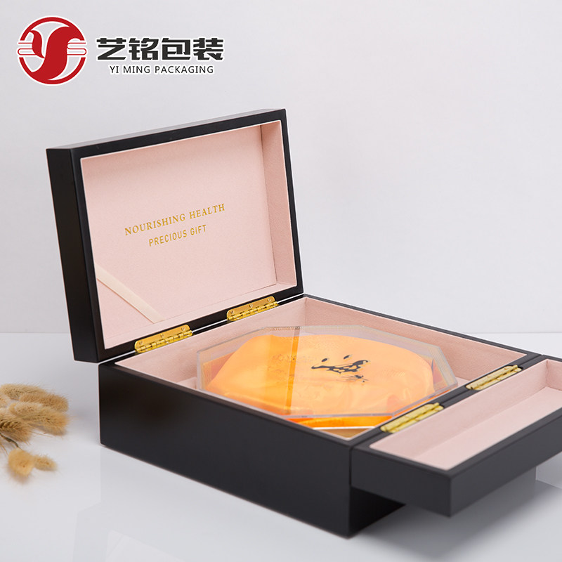 燕窝双开门包装盒虫草礼盒海参礼品盒燕窝盒子带锁圆盒八角盒木盒