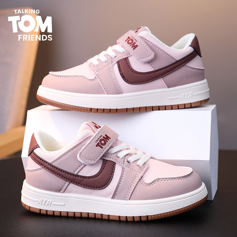 汤姆猫女童板鞋2025秋冬新款儿童皮面防水防滑女孩低帮百搭休闲鞋