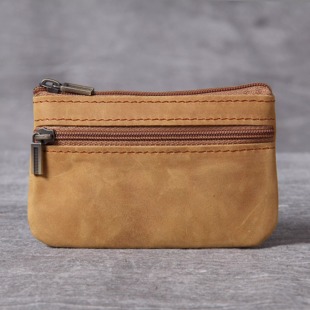 皮质迷你卡包小零钱包男女复古手工原创超薄软皮驾驶证钥匙包拉链