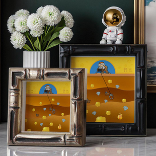 DIY黄金矿工相框中空画小摆件高级感画框空框小相框6寸7寸复古框