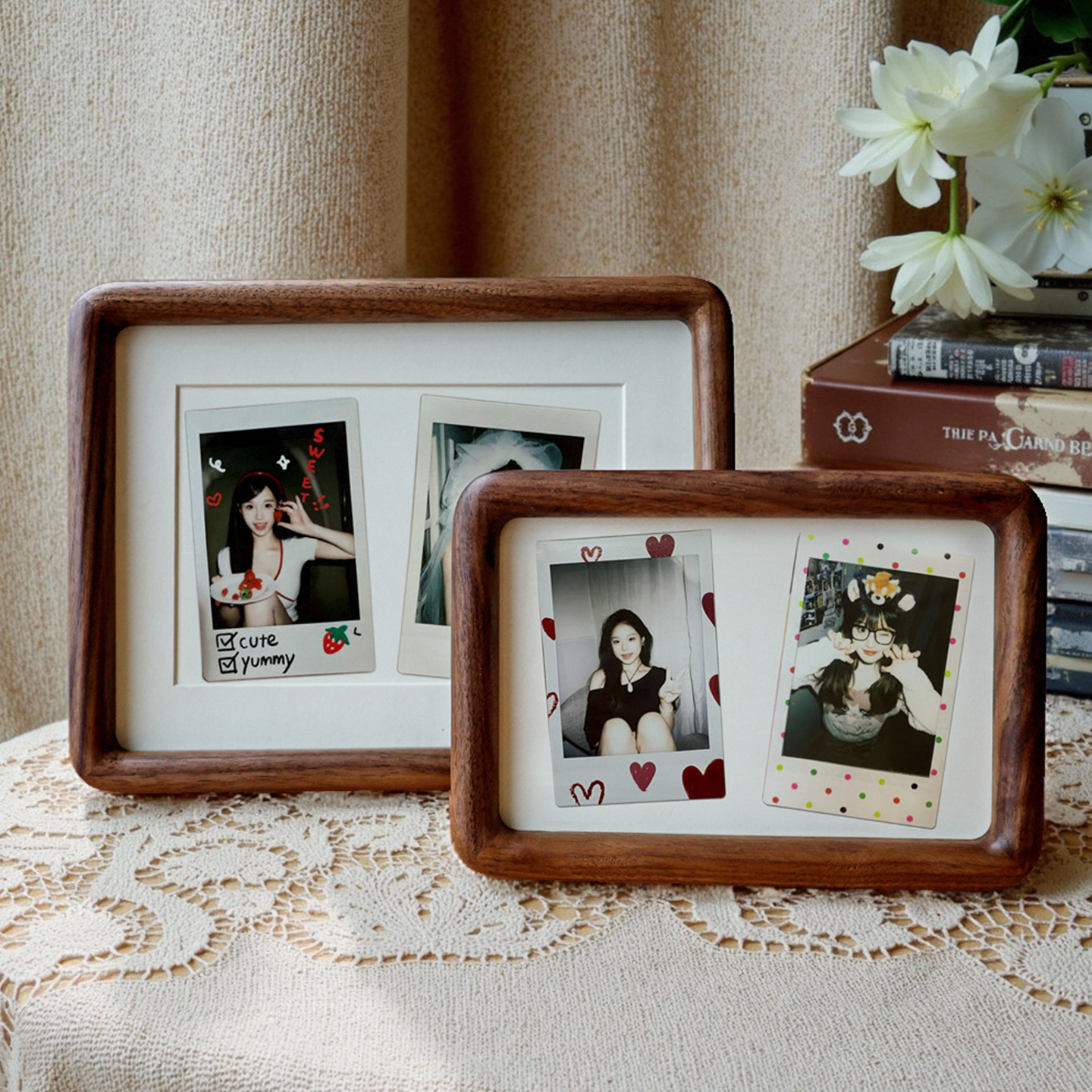 拍立得相框胡桃实木摆台洗照片