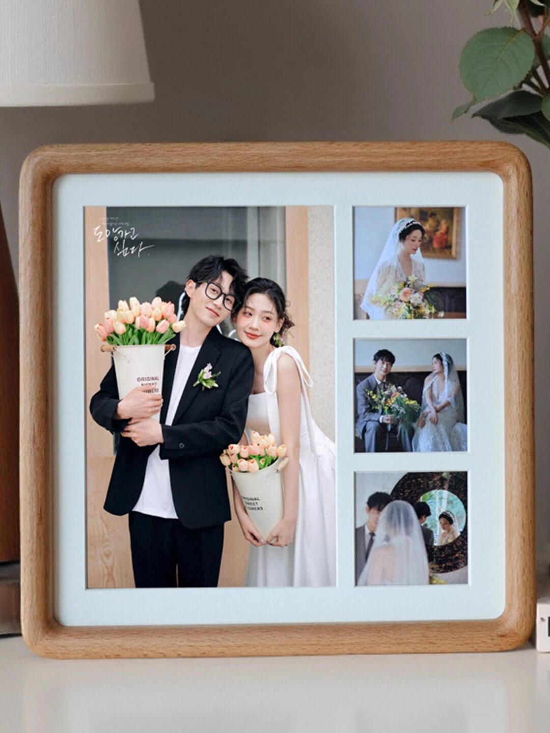 实木相框六宫格diy定制情侣婚纱照亲子宝宝B超照片打印实木画框