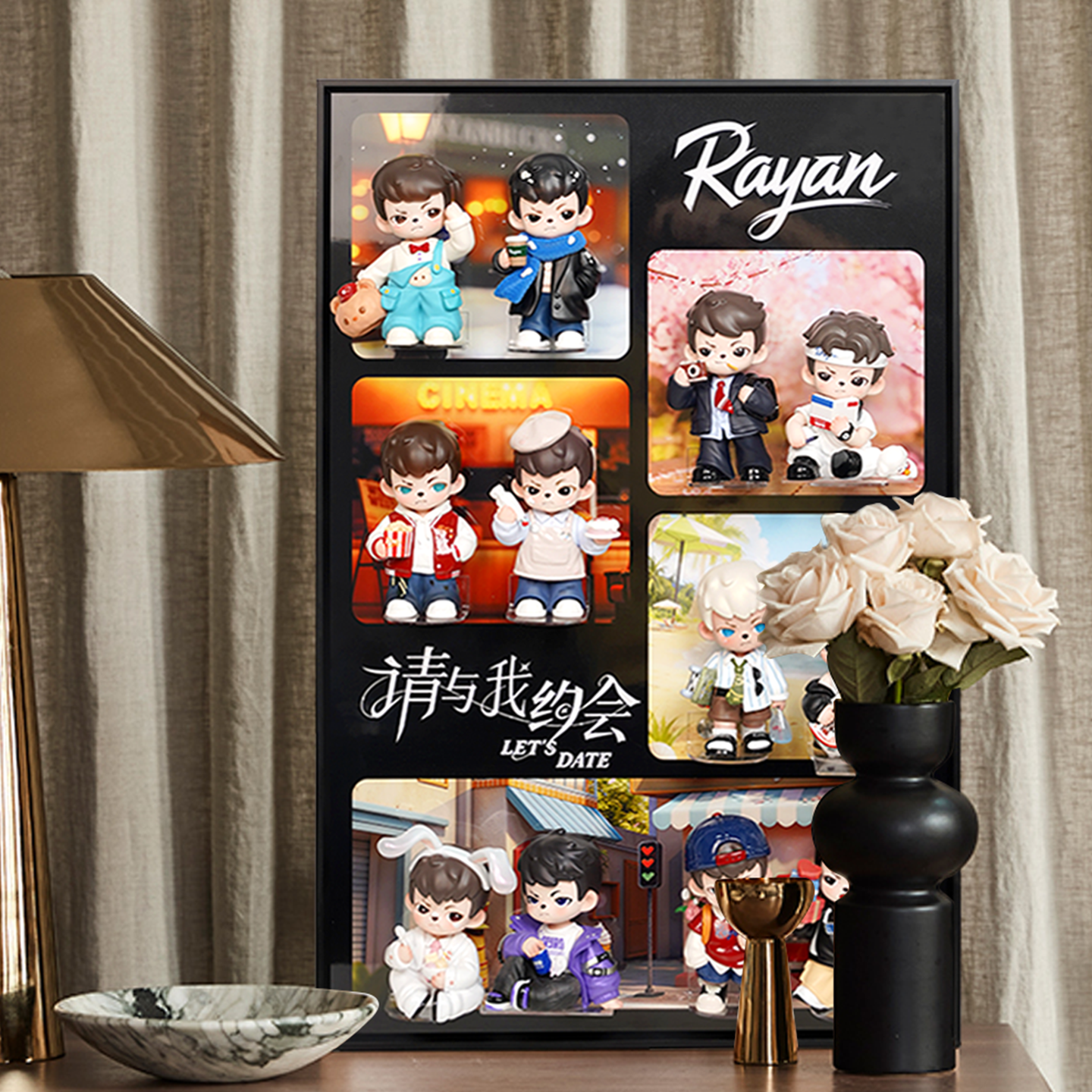 盲盒收纳展示框架RAYAN哥哥5代请与我约会盲盒手办潮玩摆件展示柜