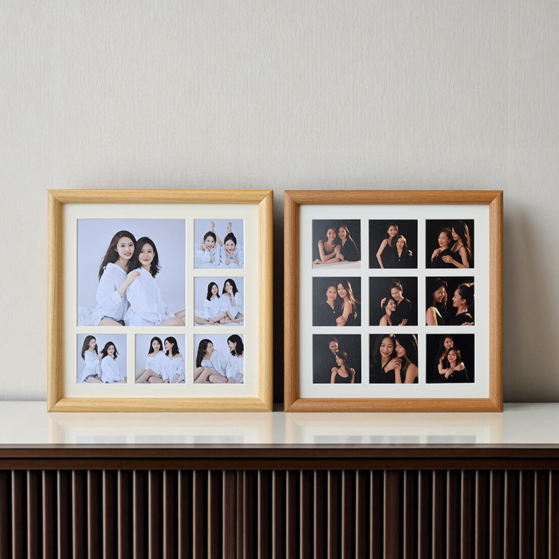 实木相框小九宫格diy定制情侣婚纱照亲子宝宝B超照片打印实木画框