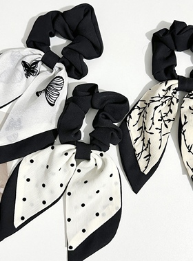 DokiDoki欧根纱花朵大肠圈女高级感气质扎头绳日韩简约玫瑰发绳