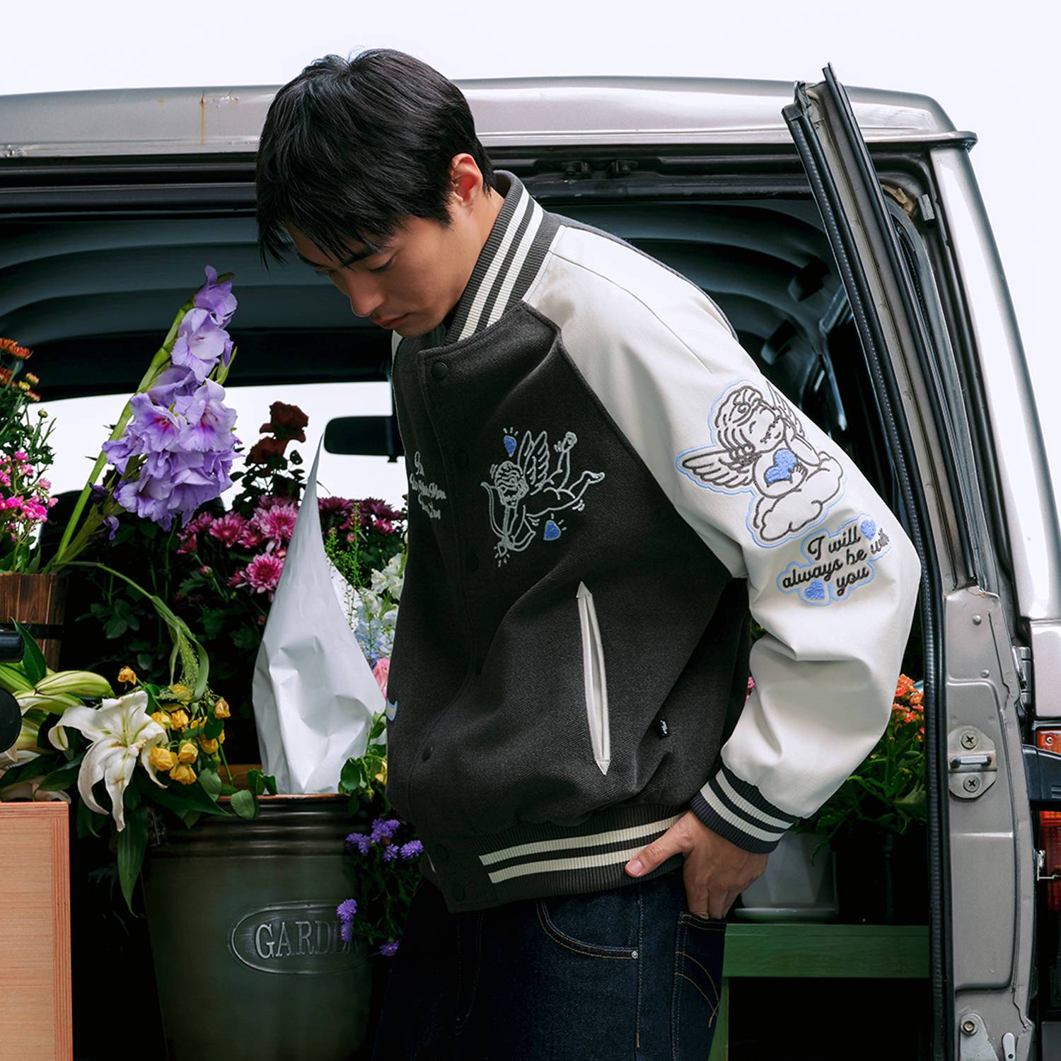 WHOOSIS(不知其名)丘比特刺绣棒球夹克棒球服外套酷飒男女国潮