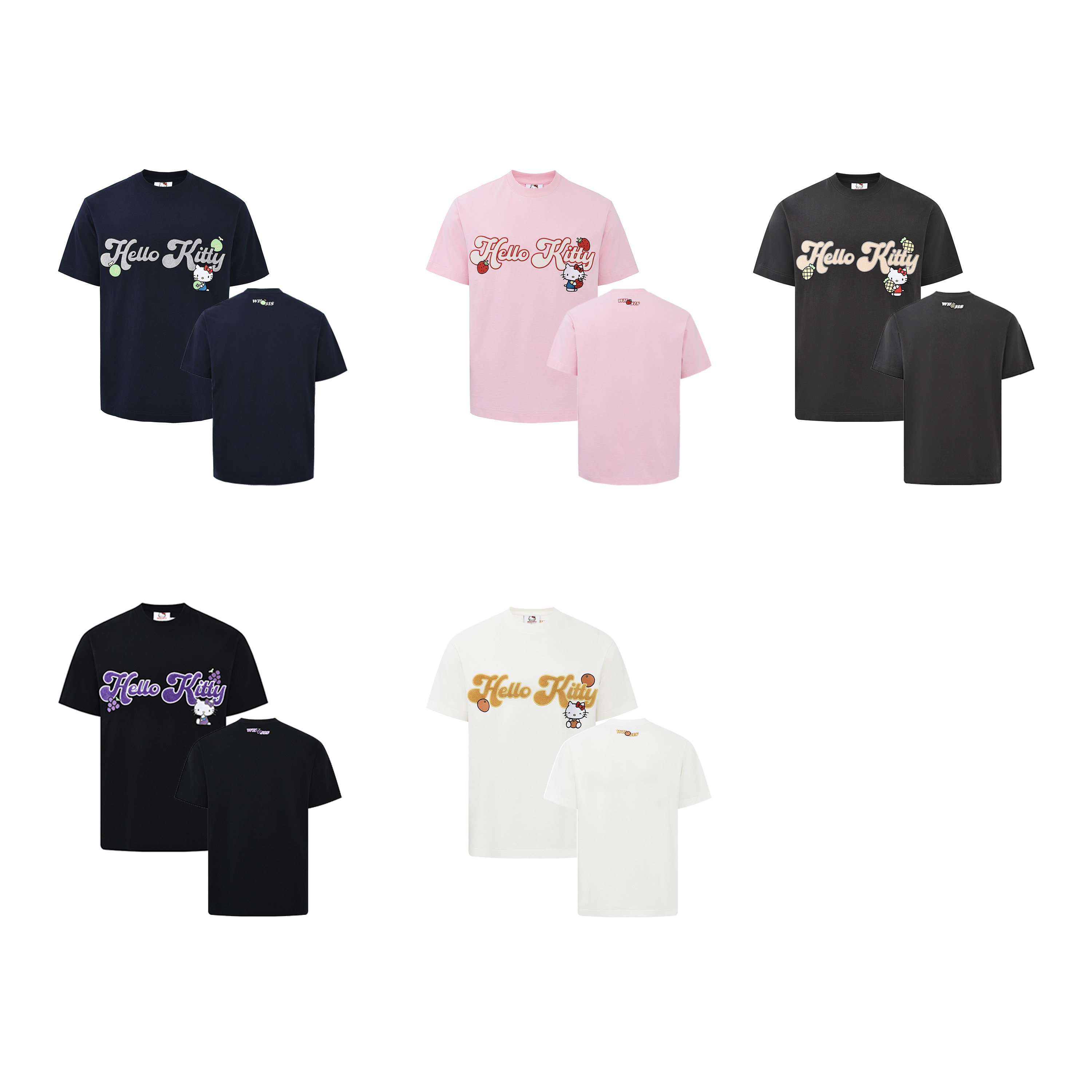【HELLO KITTY官方联名】WHOOSIS 水果刺绣短袖t恤夏休闲情侣男女