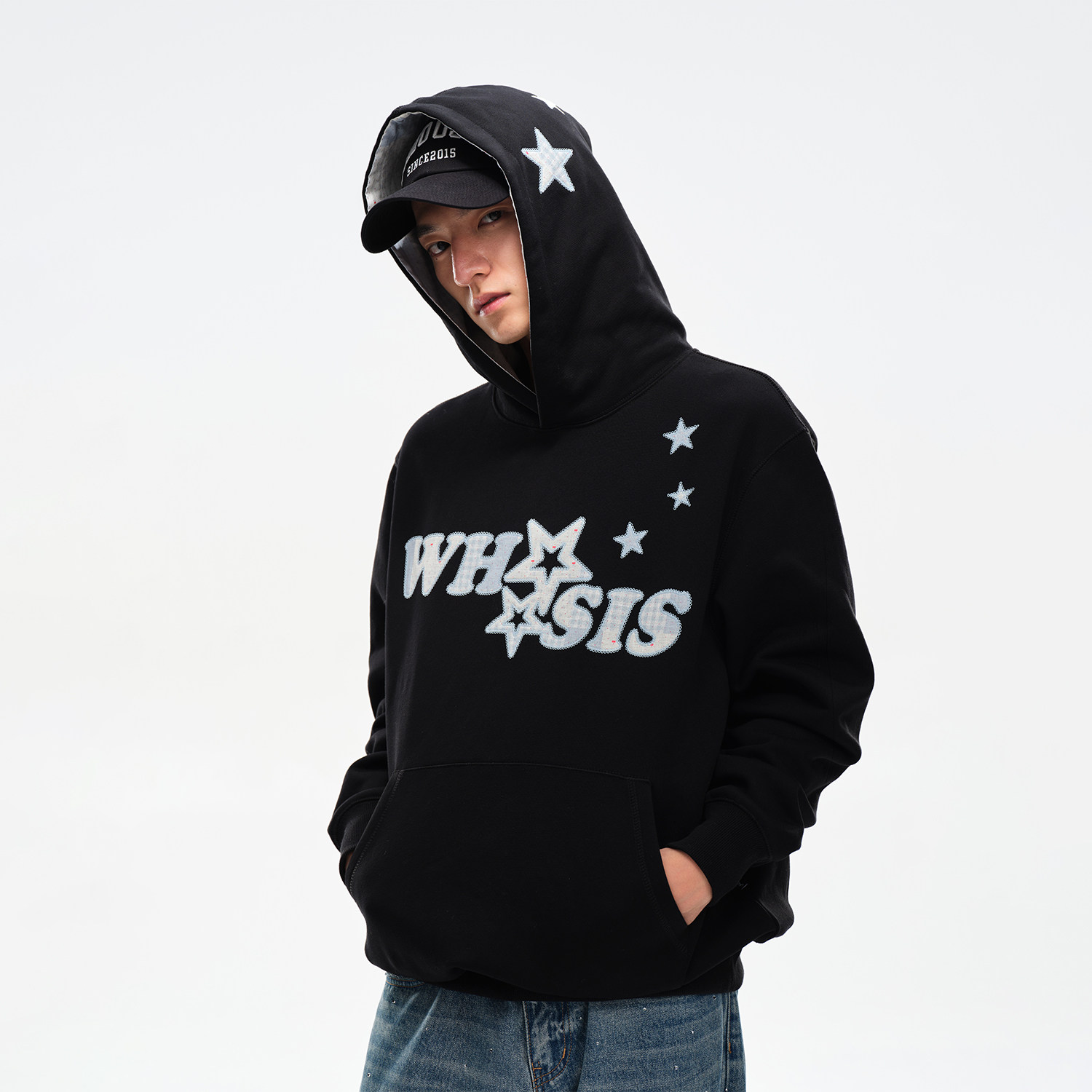 WHOOSIS （不知其名）碎花拼布贴布绣连帽卫衣休闲宽松带帽图片
