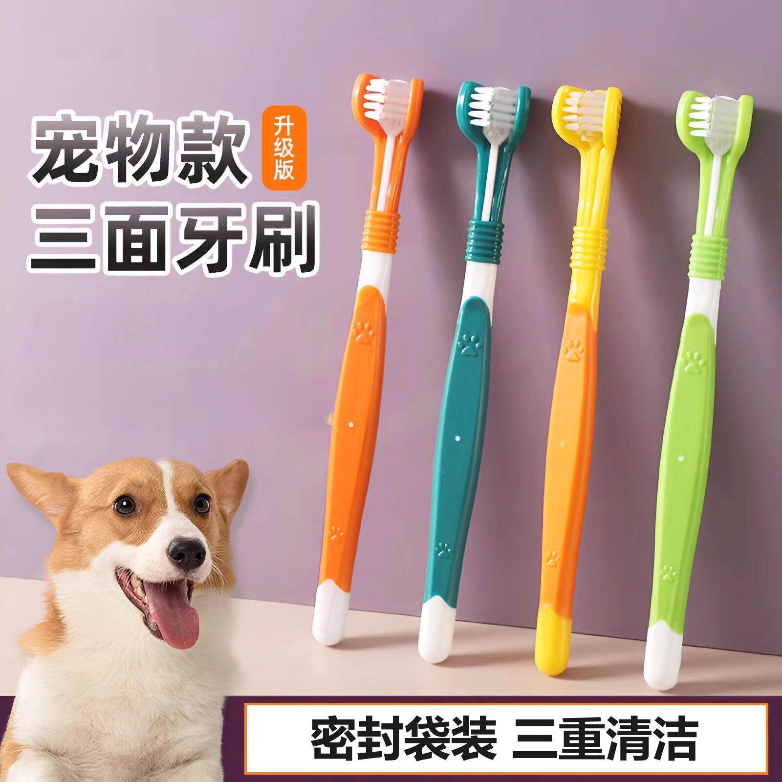 三刷头宠物牙刷猫咪狗狗牙刷头犬猫牙齿口腔软毛牙刷护理清洁用品