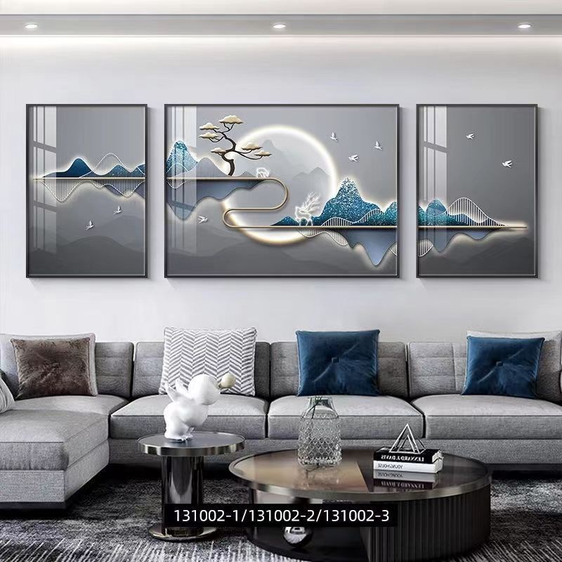 速发ZY客厅装饰画床头卧室背景墙壁画冰晶玻璃挂画餐厅墙上风格沙图片