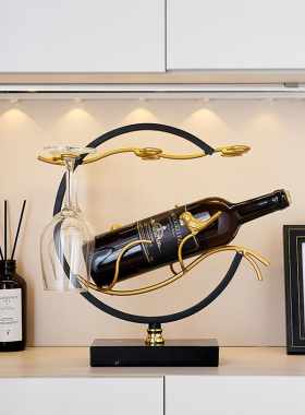 速发红酒架架件摆子葡柜装饰品轻奢酒萄酒架玄关客厅简约斜放