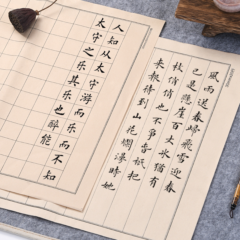 速发小楷纸日课纸练习纸米字格仿古带小格子2*2CM竖行软笔练习写