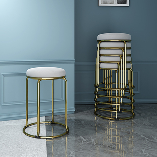 速发科技布小凳子家用圆放客厅卧室梳妆凳餐桌可摞备凳收纳叠用矮