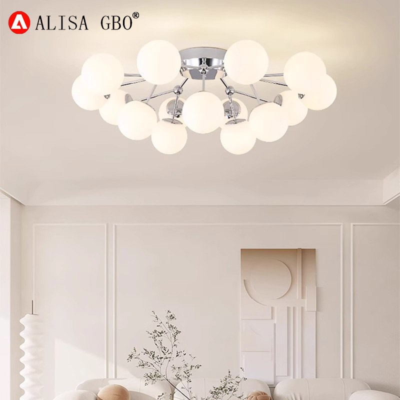 速发爱丽莎 油风奶法式客厅吊灯 简客厅卧室简约吸顶灯魔豆分子灯