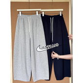 145小个子七分阔腿休闲裤 女xxs秋冬加绒加厚松弛感高腰九分奶奶裤