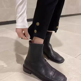 150七分小个子牛仔裤女八九分显瘦秋冬加绒开叉黑色直筒烟管裤子8