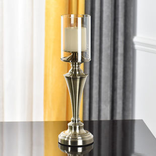 客厅餐厅软装 家居奢华金属玻璃餐桌复古烛台摆件美式 创意欧式
