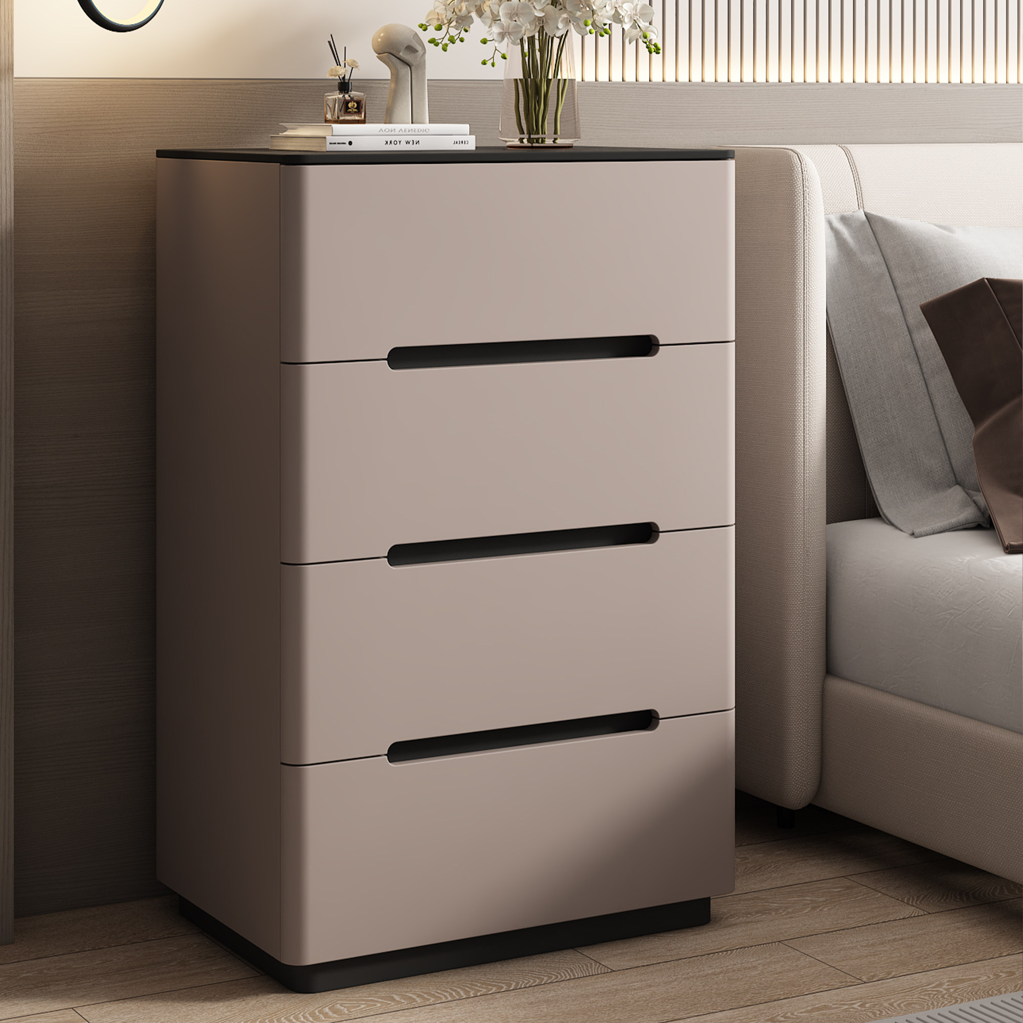 实木床头柜简约现代卧室家用高级感三四五抽屉边柜客厅收纳置物柜