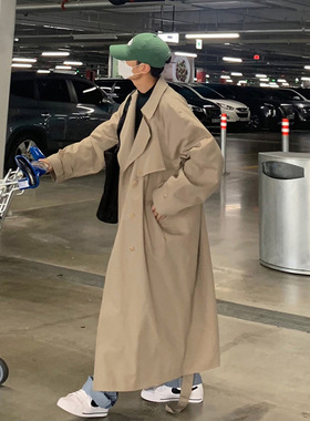 ECLR2025秋冬新款韩版风衣长款宽松高级感英伦风潮流休闲大衣男