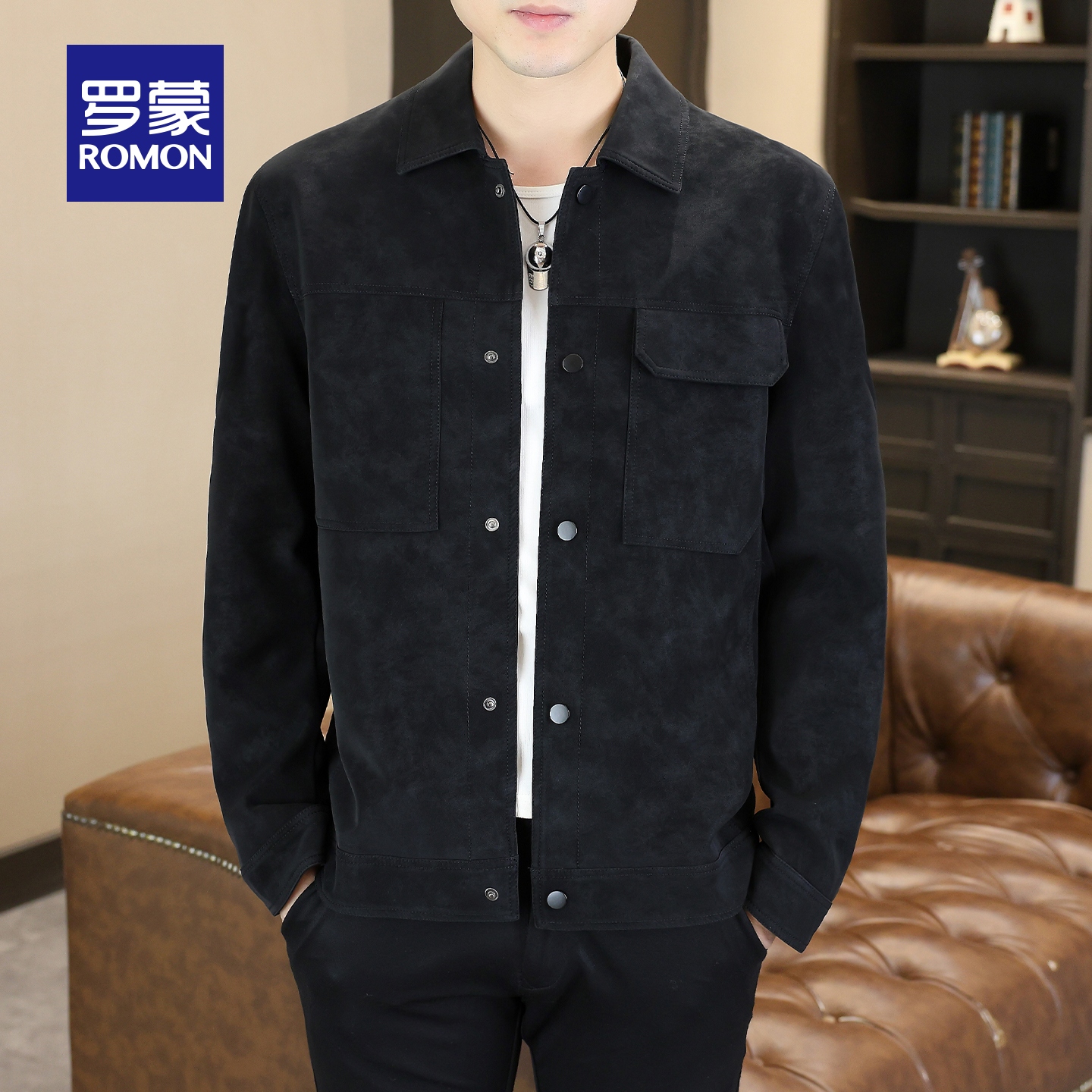 罗蒙男潮流时尚休闲短款翻领夹克
