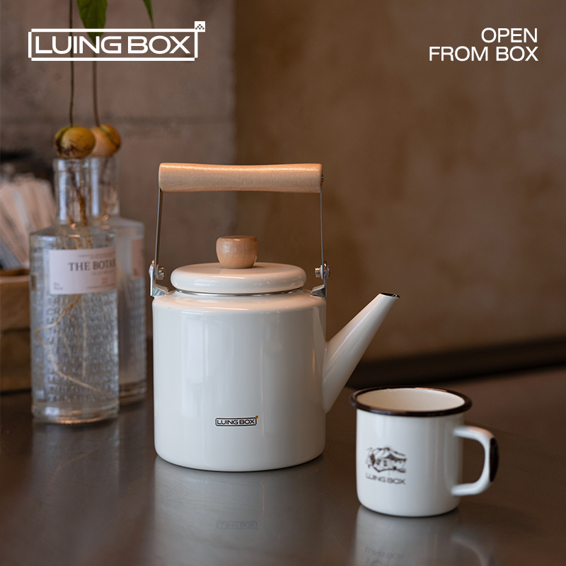 LUINGBOX露营盒子搪陶瓷炊具户外锅水壶煎锅便携野外野营餐具套锅