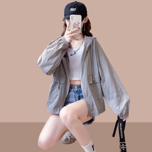 外穿 连帽冰丝防晒服外套女2025年夏季 新款 女士薄款 宽松百搭防晒衫