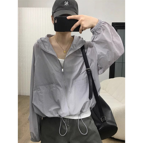 轻薄款连帽防晒衣女透气小个子