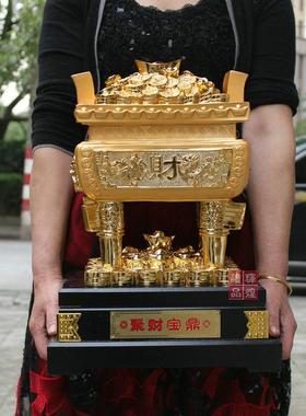 开业礼品乔迁送礼办公室装饰金鼎聚财宝鼎一桶金招财摆件存钱袋