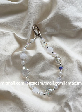 挂件实拍 白色星珠子适用苹果华为小米手机壳挂饰相机CCD钥匙扣挂饰包包相机礼物盒链条少女心甜美纯色简约风