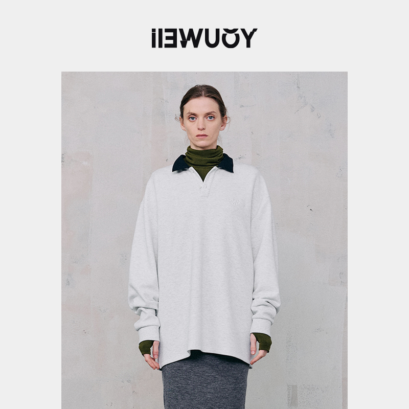 有尾女装休闲立体绣复古长袖polo