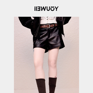 YOUWEI有尾2024秋季 Y5224305 褪色重工皮短裤