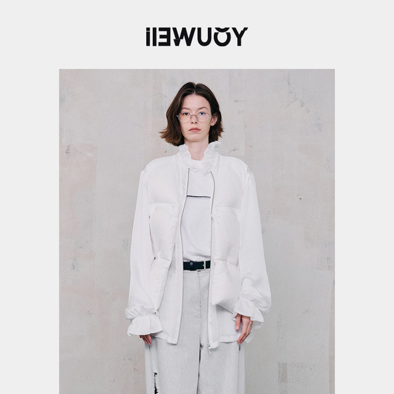 有尾女装甜美薄纱假两件羽绒服