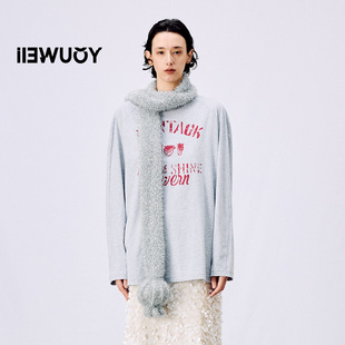 T恤休闲打底Y1225106 字母印花半高领长袖 YOUWEI有尾2025春季 新品