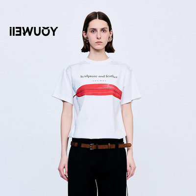 有尾羽毛主题短袖T恤上衣