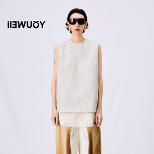 YOUWEI有尾2025春夏新品 背心裙Y5725114 肌理钉珠蕾丝连衣裙无袖