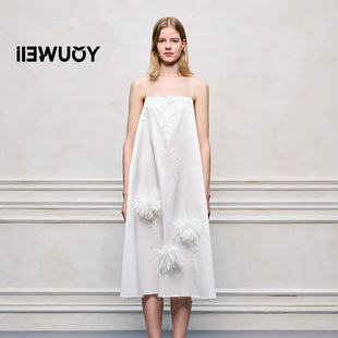 YOUWEI有尾2025夏季 贝壳系列丝棉钉珠花连衣裙Y5725243 新品