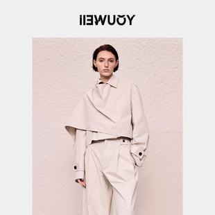 风衣女外套Y3524303 解构围裹式 YOUWEI有尾2024秋季 短版