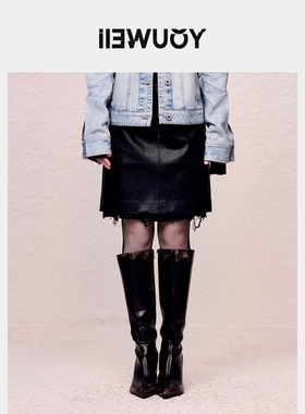 YOUWEI有尾2024秋季毛织里A摆皮女优雅半身裙Y5824332